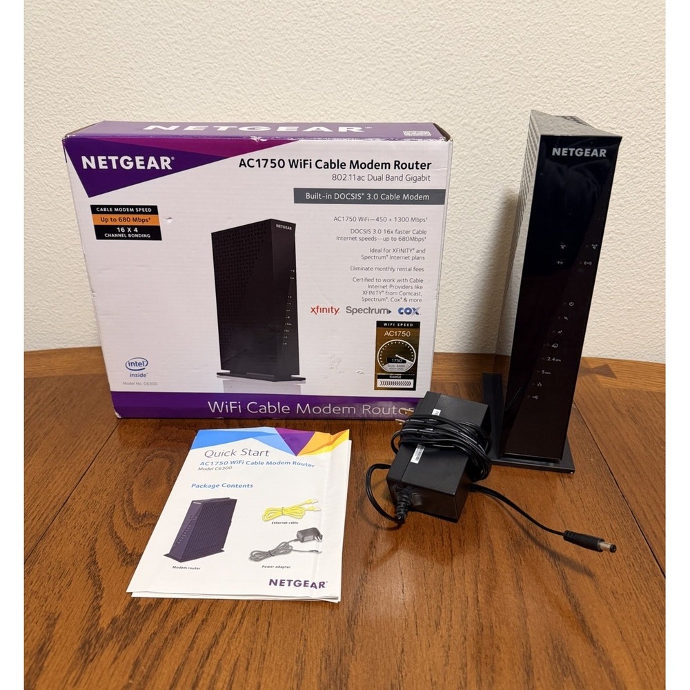 NETGEAR‎ C6300 AC1750 DOCSIS 3.0 Cable Modem WiFi Router Xfinity Spectrum COX